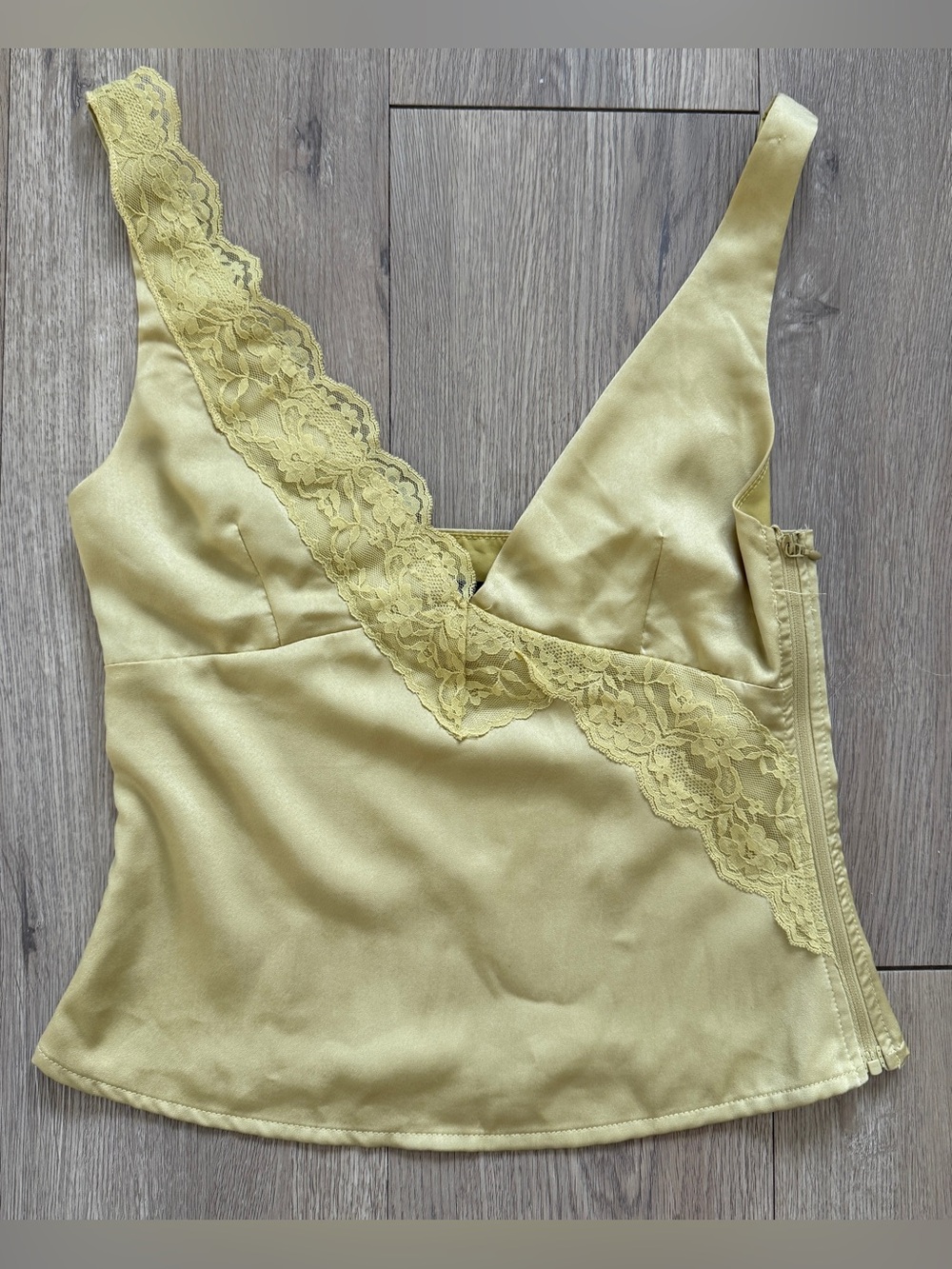 White Fox Yellow What About Us Lace Tank Top Size XS
